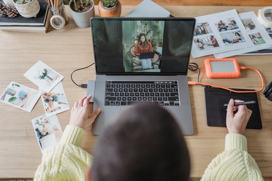 Editing a presentation deck on a laptop screen